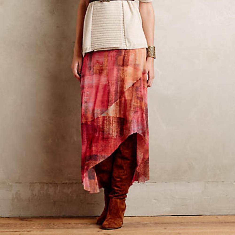 Anthropologie x Weston Fallen Sun Handkerchief Maxi Skirt, Size Medium - Picture 10 of 10